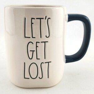 ⭐️2/ $50⭐️ Rae Dunn LET'S GET  LOST Artisan White Coffee Tea Mug Large Letters